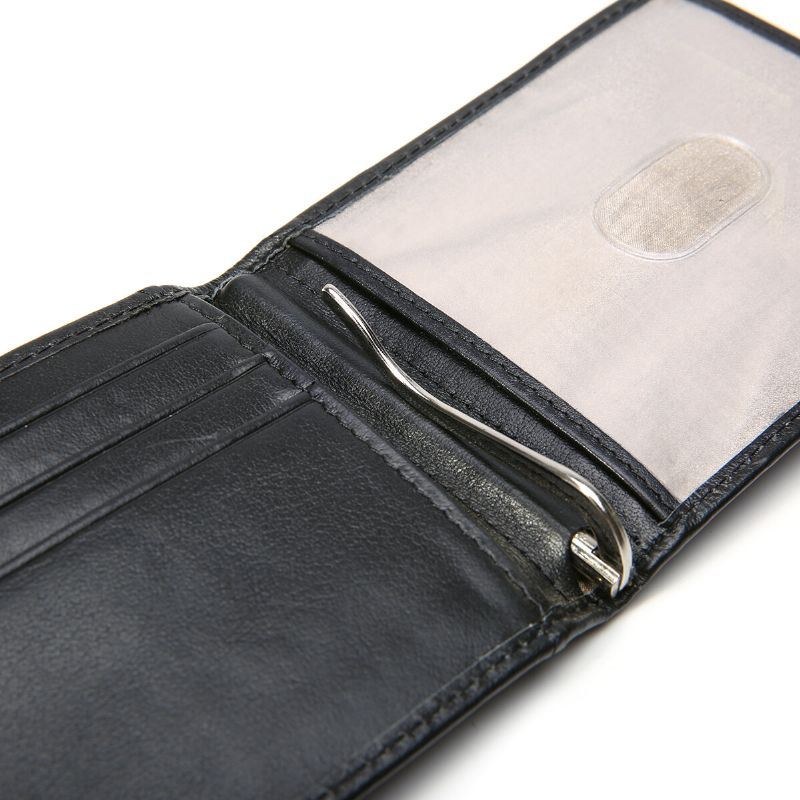 Herre Slanke Bifold-blokerende Tegnebøger Retro Casual Ægte Læder Kort Multi-card Slot Kortholder Pengeclips