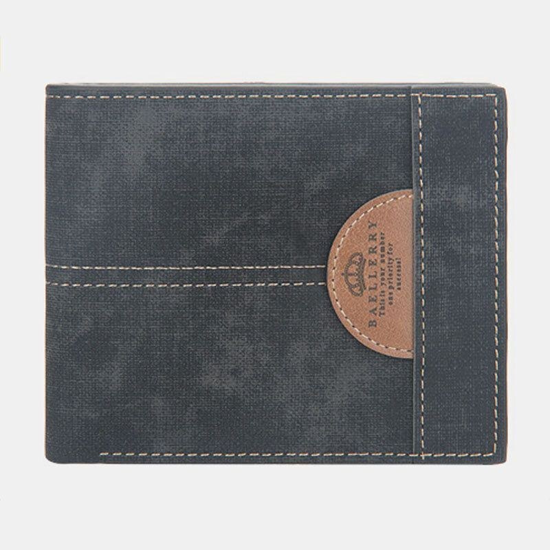 Herre Tynd Bifold Denim Mønster Pu Læder Pung Multi-card Slot Kortholder Stor Kapacitet Møntpung