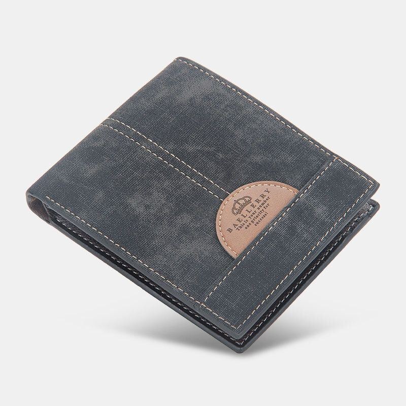 Herre Tynd Bifold Denim Mønster Pu Læder Pung Multi-card Slot Kortholder Stor Kapacitet Møntpung