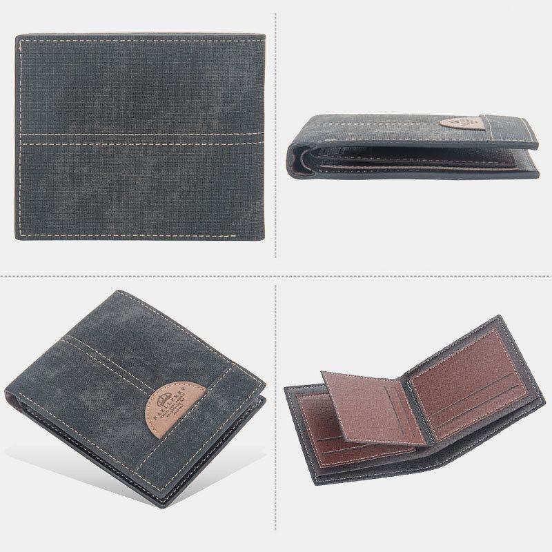 Herre Tynd Bifold Denim Mønster Pu Læder Pung Multi-card Slot Kortholder Stor Kapacitet Møntpung