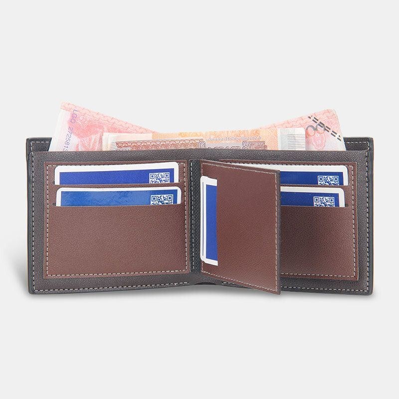 Herre Tynd Bifold Denim Mønster Pu Læder Pung Multi-card Slot Kortholder Stor Kapacitet Møntpung