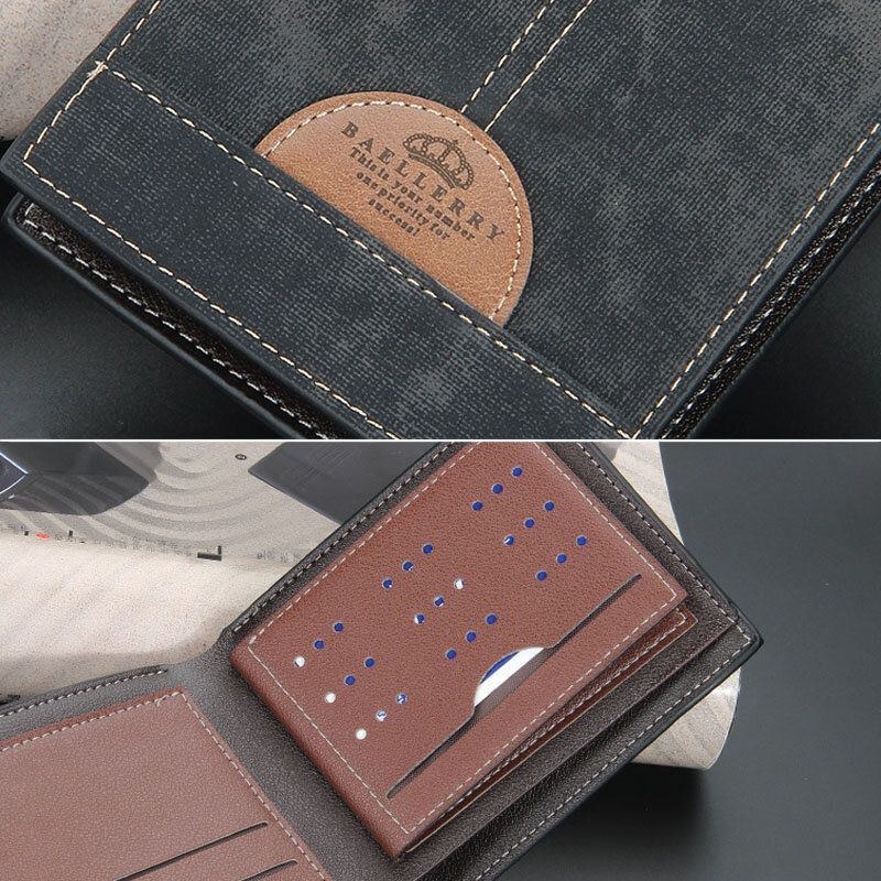 Herre Tynd Bifold Denim Mønster Pu Læder Pung Multi-card Slot Kortholder Stor Kapacitet Møntpung