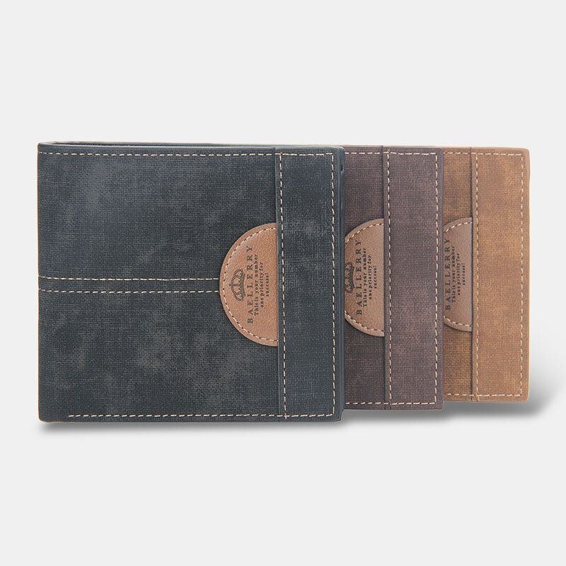 Herre Tynd Bifold Denim Mønster Pu Læder Pung Multi-card Slot Kortholder Stor Kapacitet Møntpung