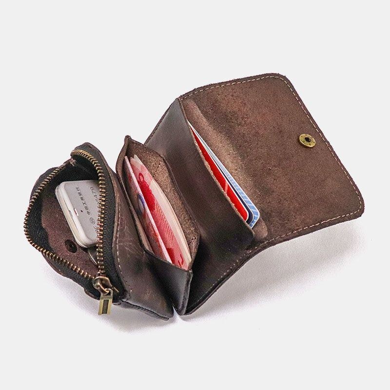 Herre Unisex Ægte Læder Multi-card Slot Kortholder Multifunktions Møntpung Koskind Lille Pung