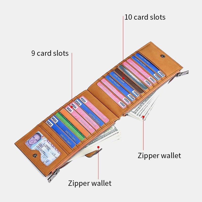 Herre Vintage Anti-tyveri Sim Card Slot 19 Card Slots Kortholder Tegnebog