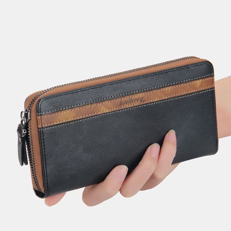 Mænds Unisex Multifunktionslynlås I Imiteret Læder 6.3 Tommer Telefontaske Clutch Pung Multi-slot Kortholder Pung