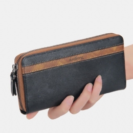 Mænds Unisex Multifunktionslynlås I Imiteret Læder 6.3 Tommer Telefontaske Clutch Pung Multi-slot Kortholder Pung