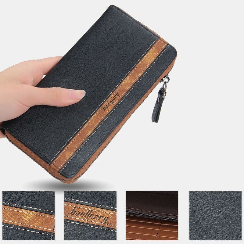 Mænds Unisex Multifunktionslynlås I Imiteret Læder 6.3 Tommer Telefontaske Clutch Pung Multi-slot Kortholder Pung