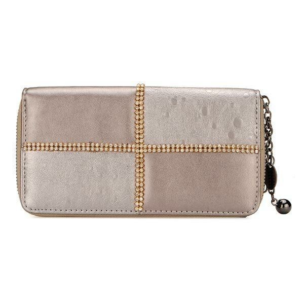 Mode Rhinestones Kvinder Retro Lang Lynlås Pung Clutch Pung