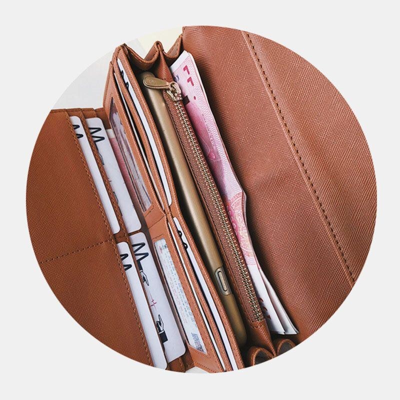 Unisex Mænds Imiteret Læder Retro Trifold Håndbærende Multi-slot 5.5 Tommer Telefon Clutch Taske Pung Pung Pung