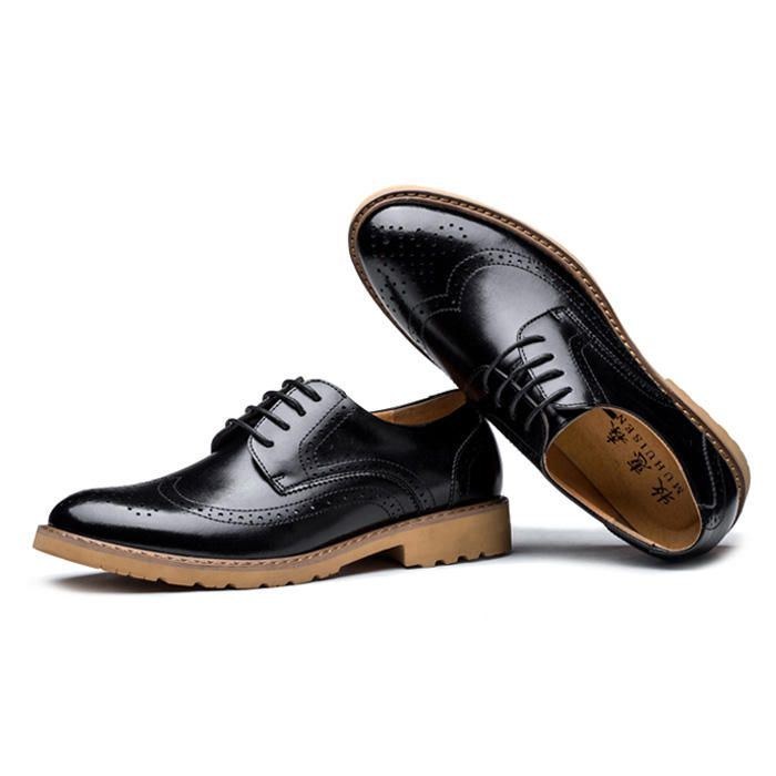 Ægte Læder Brogue Udskåret Business Casual Oxfords Til Mænd