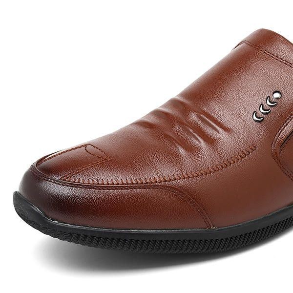 Blød Sål Varm Foring Ægte Læder Business Oxfords Slip-on Sko Til Mænd