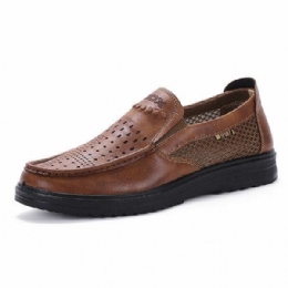 Comfy Men Læder Åndbar Hollow Outs Slip On Oxfords