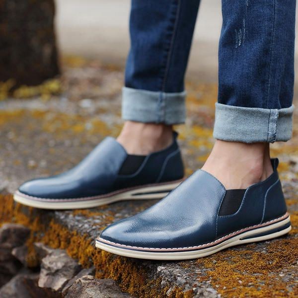 Herre Ægte Læder Casual Slip On Business Oxfords Sko