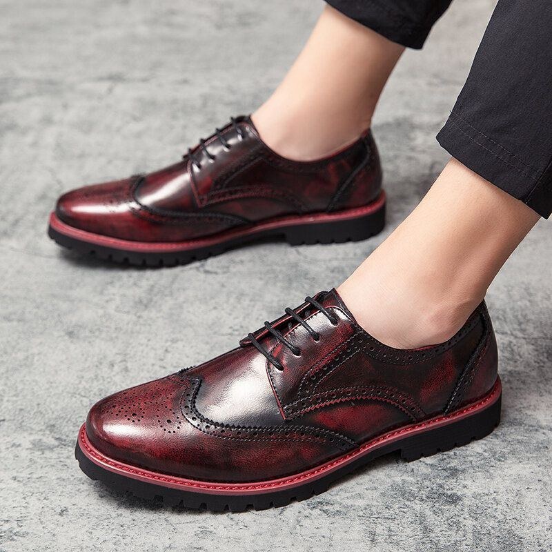 Herre Brogue Craved Retro Gentleman Dress Sko