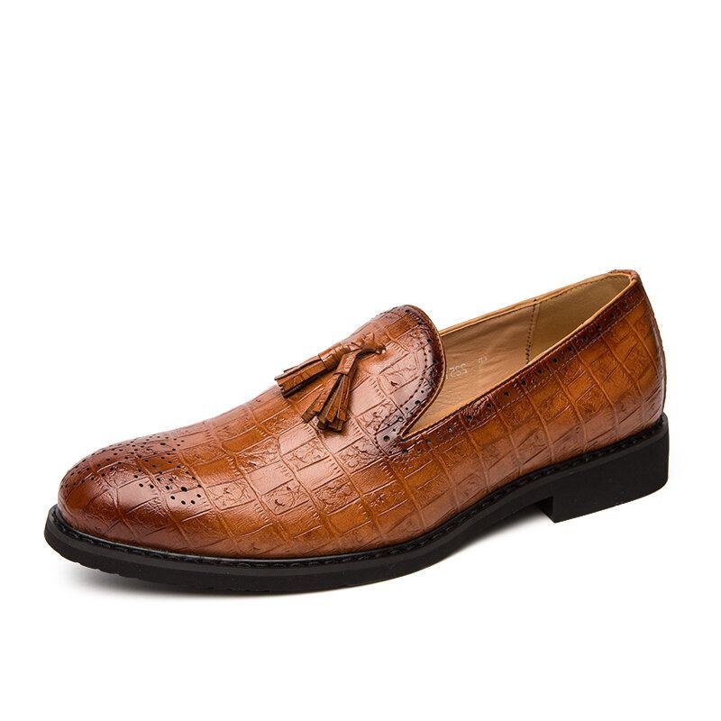 Herre Brogue Kvast Decor Microfiber Læder Slip On Fest Formelle Sko