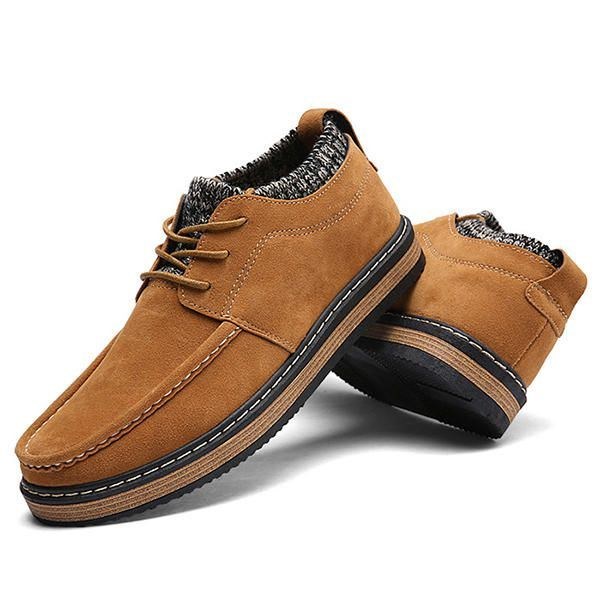 Herre Brogue Style Strikket Ruskind Blød Sål Varm Oxfords Sko