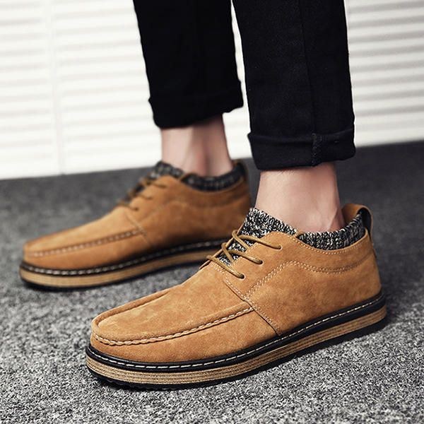 Herre Brogue Style Strikket Ruskind Blød Sål Varm Oxfords Sko