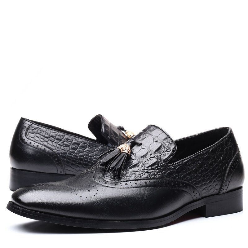 Herre Brogue Tassel Decor Dress Loafers Slip On Business Casual Formelle Sko