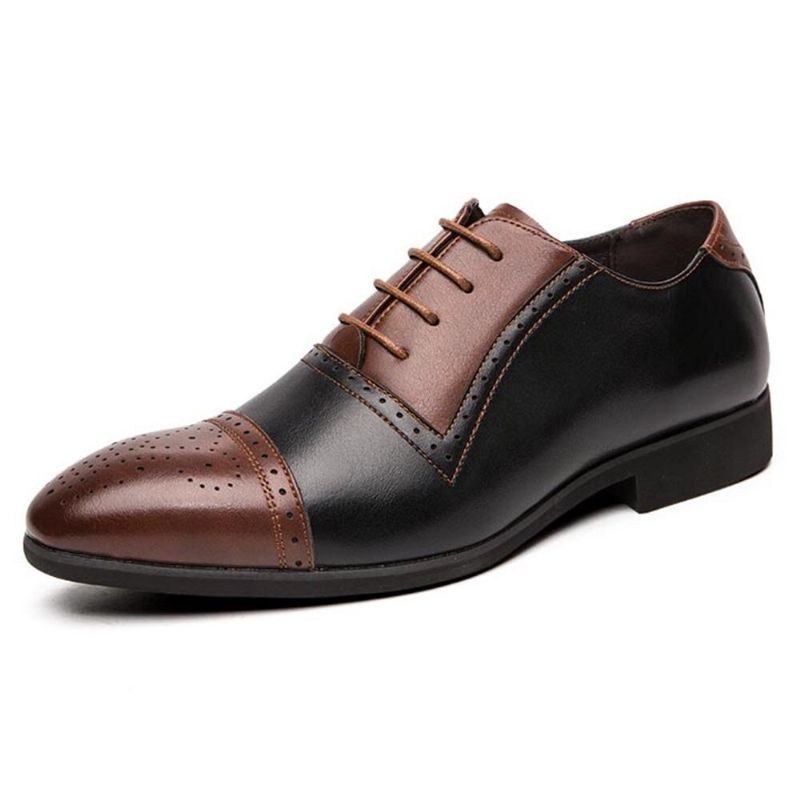 Herre Brogue Udskåret Mikrofiber Læder Farvesøm Formelle Business Oxfords