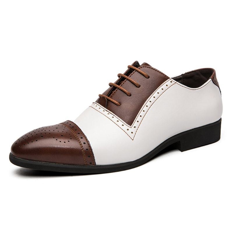 Herre Brogue Udskåret Mikrofiber Læder Farvesøm Formelle Business Oxfords