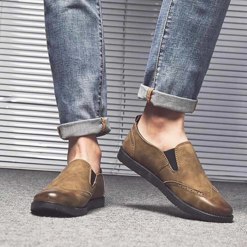 Herre Business Casual Loafers Chelsea Slip On Work Dress Håndsyede Sko