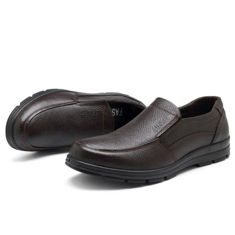 Herre Casual Business Comfy Ægte Læder Slip On Oxfords