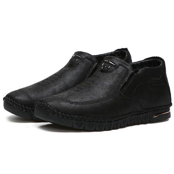 Herre Casual Comfy Blød Sål Håndsyning Microfiber Læder High Top Oxfords Sko