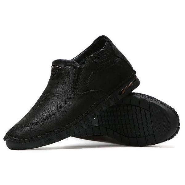 Herre Casual Comfy Blød Sål Håndsyning Microfiber Læder High Top Oxfords Sko