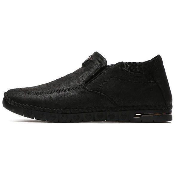 Herre Casual Comfy Blød Sål Håndsyning Microfiber Læder High Top Oxfords Sko