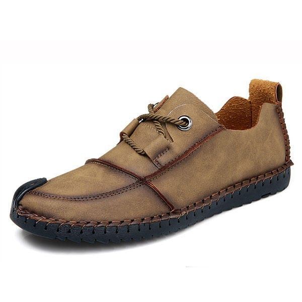 Herre Casual Håndsyning Cap Toe Blød Slip On Oxfords