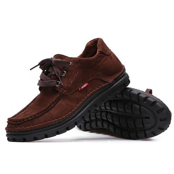 Herre Casual Moc Toe Stitching Comfy Varmt Foring Ruskind High Top Oxfords Støvler