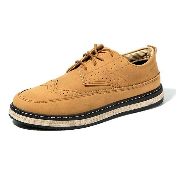 Herre Casual Retro Britisk Stil Læder Brogue Oxfords Sko