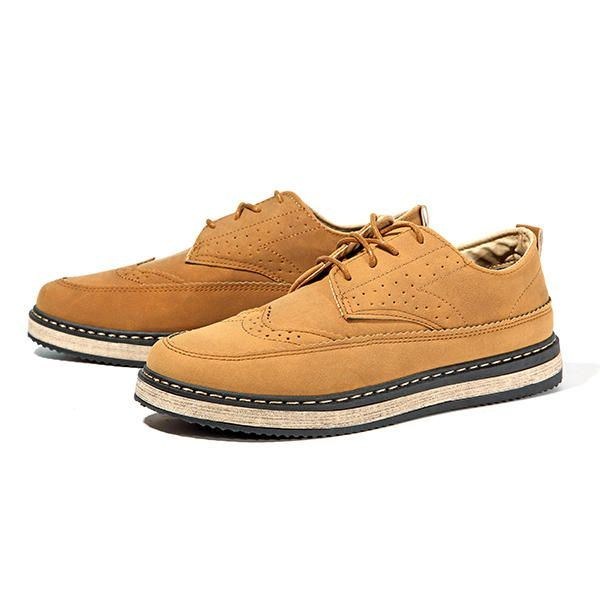 Herre Casual Retro Britisk Stil Læder Brogue Oxfords Sko