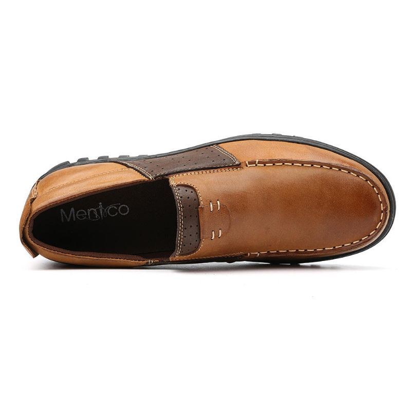 Herre Comfy Moccasin Toe Læder Splejsning Bløde Fritidssko