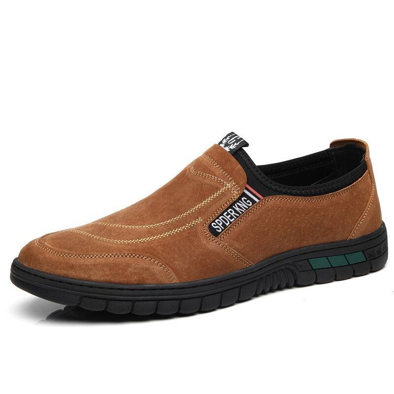 Herre Comfy Pigskin Lædersting Skridsikker Rund Tå Lazy Slip-on Loafers Sko