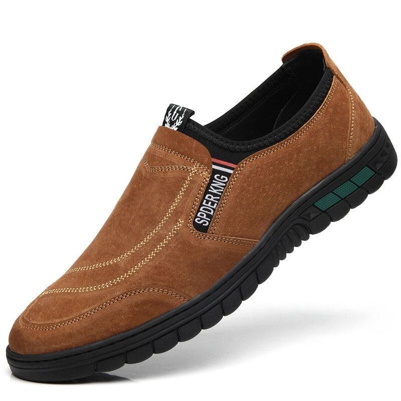 Herre Comfy Pigskin Lædersting Skridsikker Rund Tå Lazy Slip-on Loafers Sko