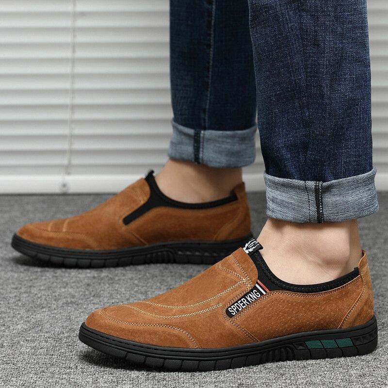 Herre Comfy Pigskin Lædersting Skridsikker Rund Tå Lazy Slip-on Loafers Sko