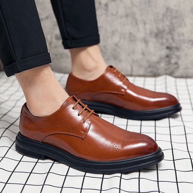 Herre Læder Åndbar Comfy Pointy Toe Vintage Oxford Casual Business Sko