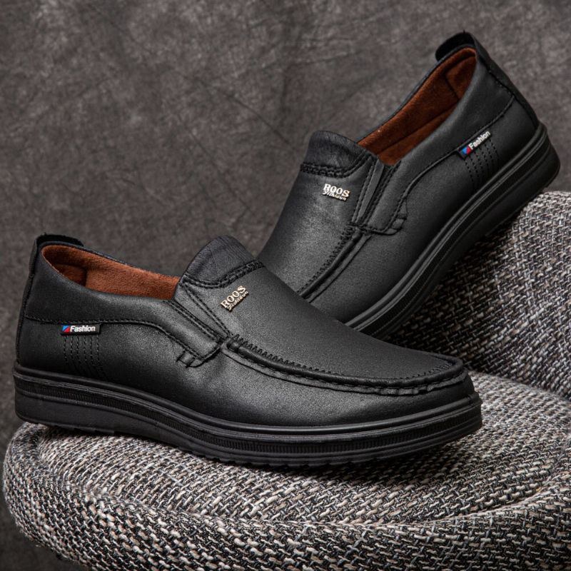 Herre Mikrofiber Læder Åndbar Blød Sål Slip-on Business Sko