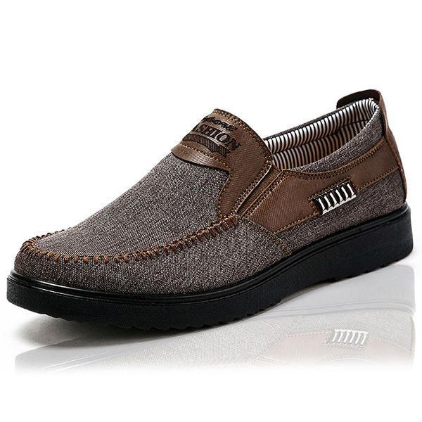 Herre Old Peking Style Casual Åndbar Elastisk Bnad Slip On Oxfords Sko