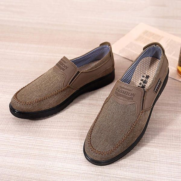 Herre Old Peking Style Casual Åndbar Elastisk Bnad Slip On Oxfords Sko