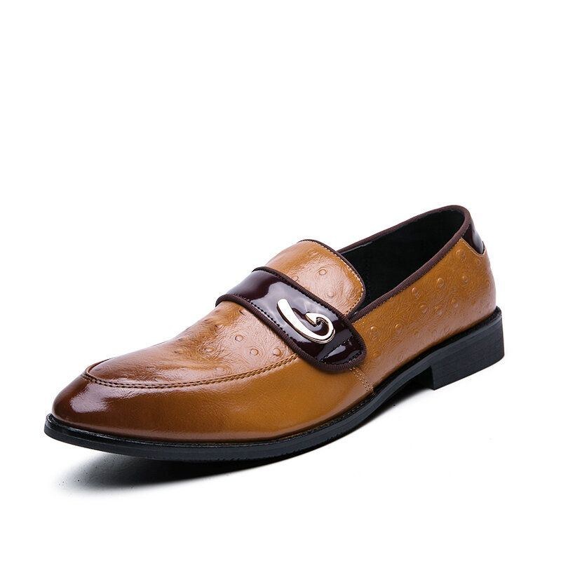 Herre Retro Metal Splejsning Læder Behagelig Slip On Business Casual Blide Sko