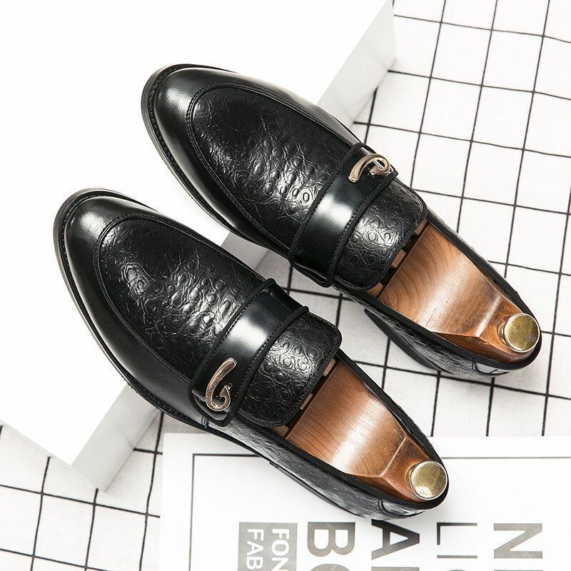 Herre Retro Metal Splejsning Læder Behagelig Slip On Business Casual Blide Sko