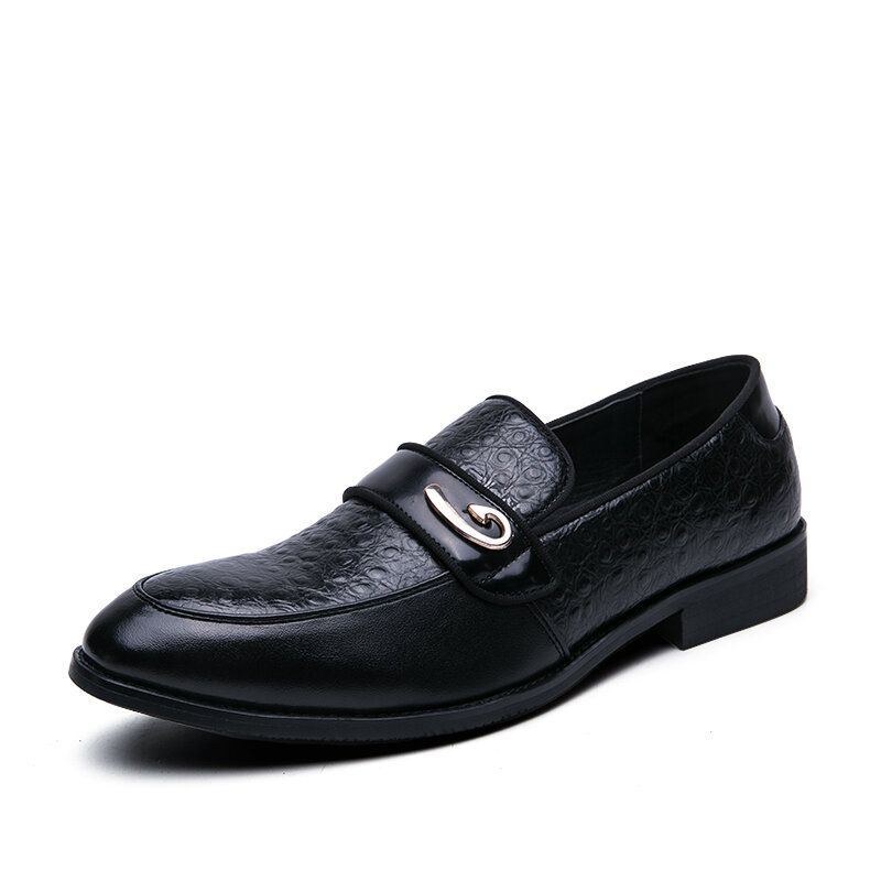 Herre Retro Metal Splejsning Læder Behagelig Slip On Business Casual Blide Sko