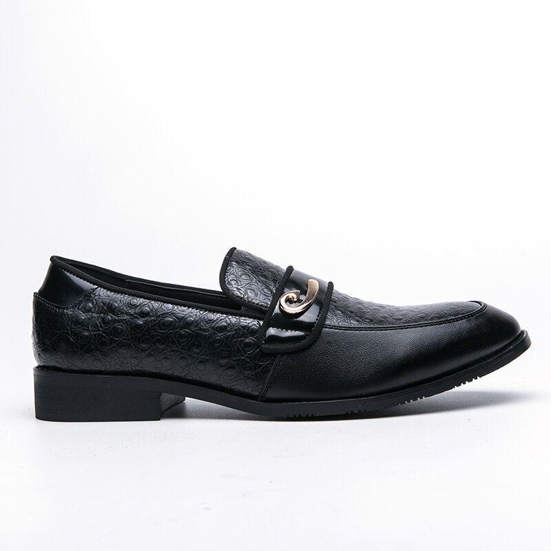 Herre Retro Metal Splejsning Læder Behagelig Slip On Business Casual Blide Sko