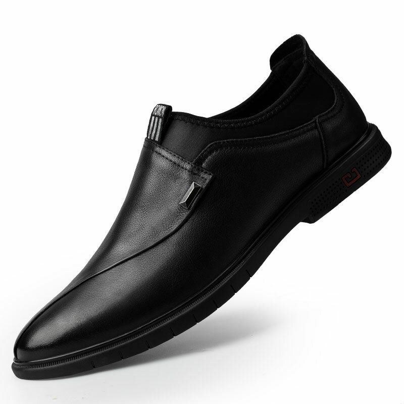 Herre Trusser Læder Ren Farve Syning Slip-on Business Formelle Loafers Sko