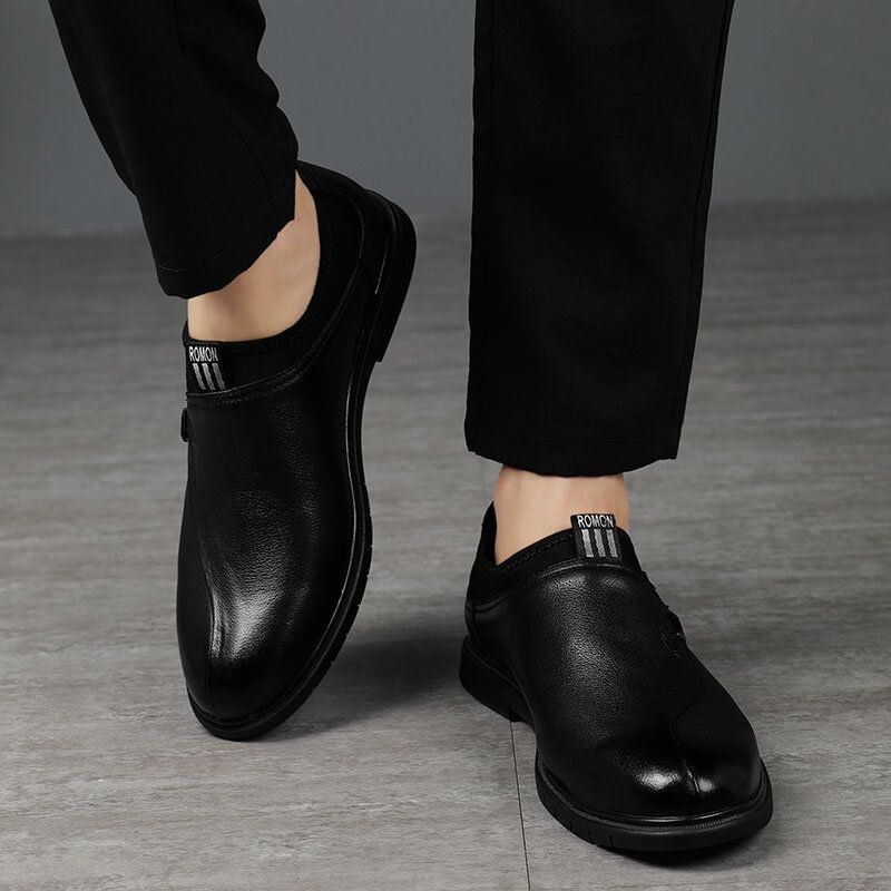 Herre Trusser Læder Ren Farve Syning Slip-on Business Formelle Loafers Sko