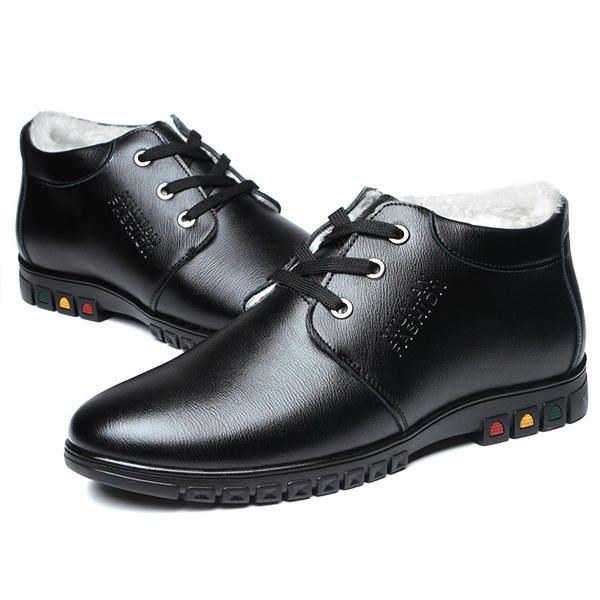 Lace Up Faux Lining Rund Toe Læder Flade Oxfords Til Mænd