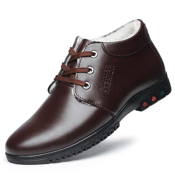 Lace Up Faux Lining Rund Toe Læder Flade Oxfords Til Mænd